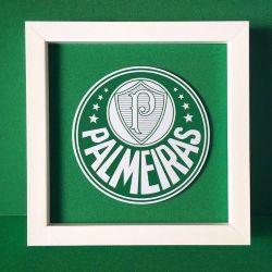 Quadro Palmeiras 22 X 22cm (Moldura Branca e Fundo Verde)